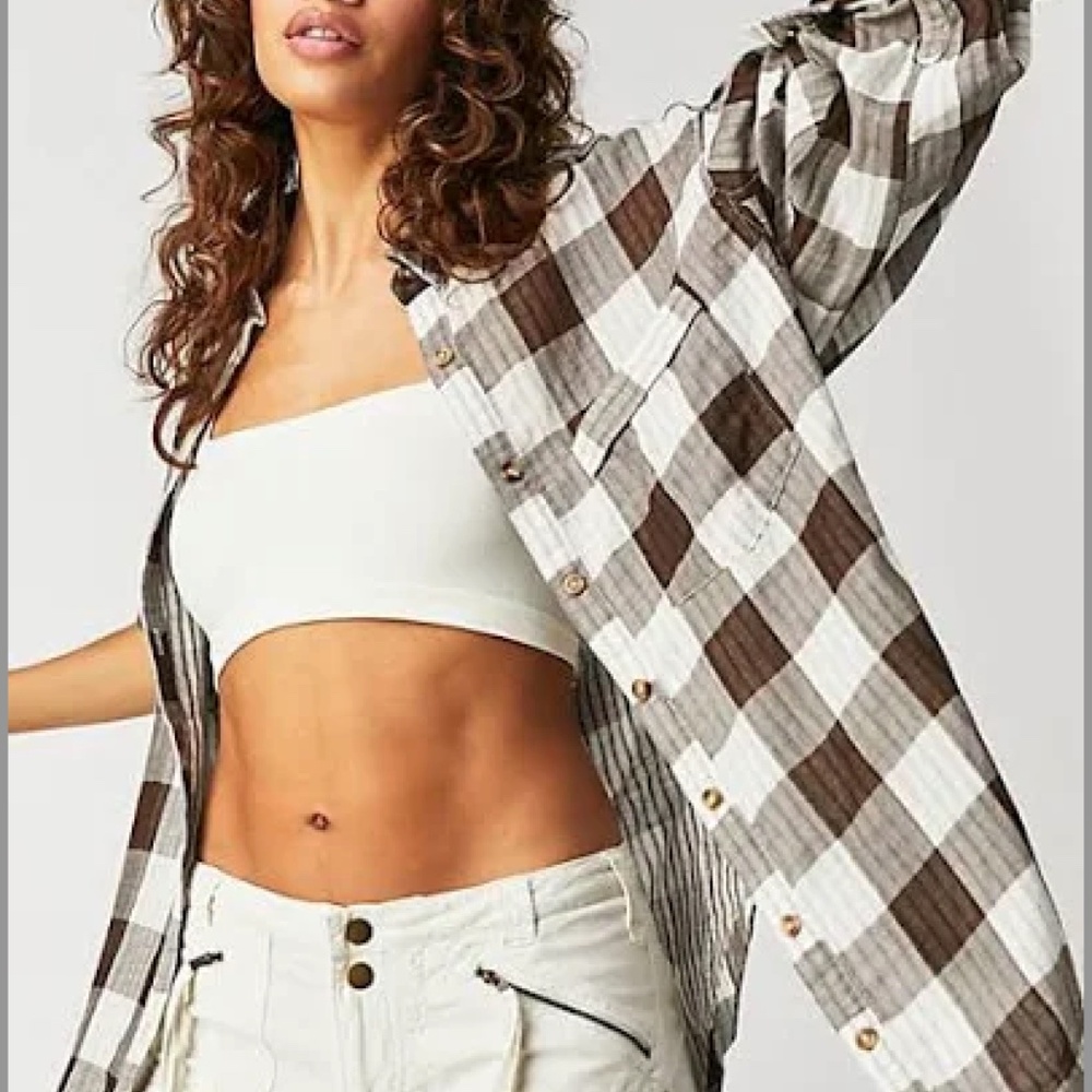 Free People Happy Hour Buffalo Buttondown - Gently Used